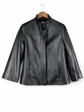 Pendleton Leather Jacket Womens Small with Chic Wide Sleeve Black NWT coat